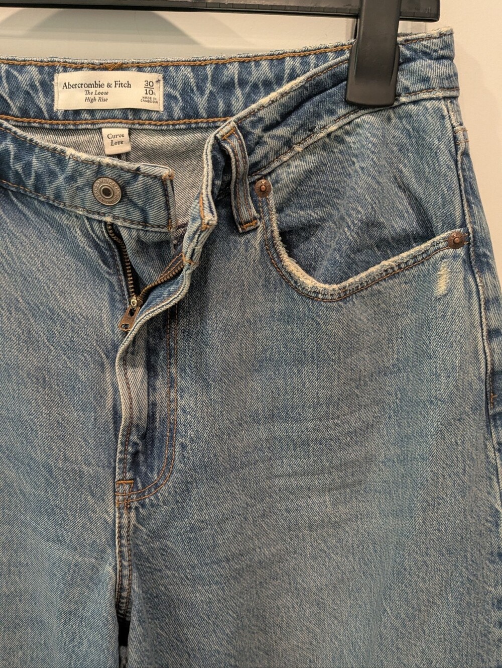 Abercrombie & Fitch Loose High Rise Jeans Women 30/10 Blue Denim Relaxed Y2K - Picture 3 of 15